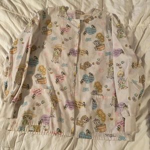 Precious Moments Large Scrub Jacket Lab Coat Pediatric Nurse Scrubs
